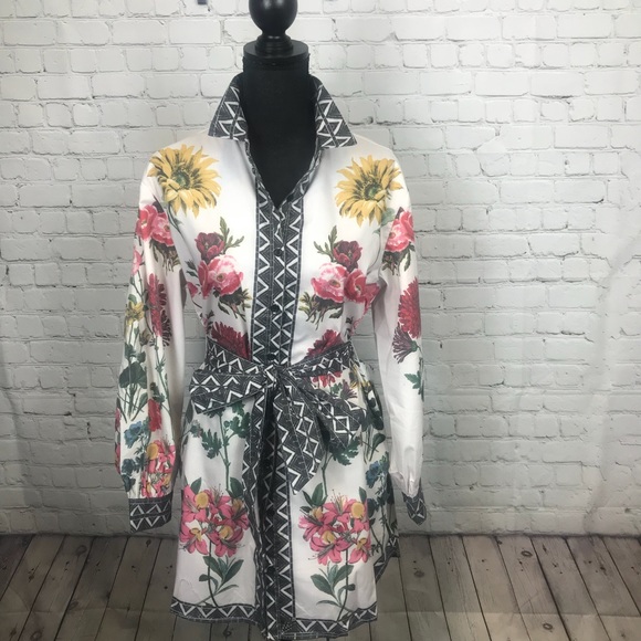 Flower Print Shirt Dress w/ Belt  “Flower Child” - Picture 2 of 8